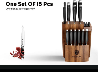 15Pcs High Carbon Stainless Steel Knife Set with Block, Ultra Sharp7