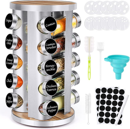 Spice Rack Organizer with Jars for Cabinet(20Pcs), Revolving1