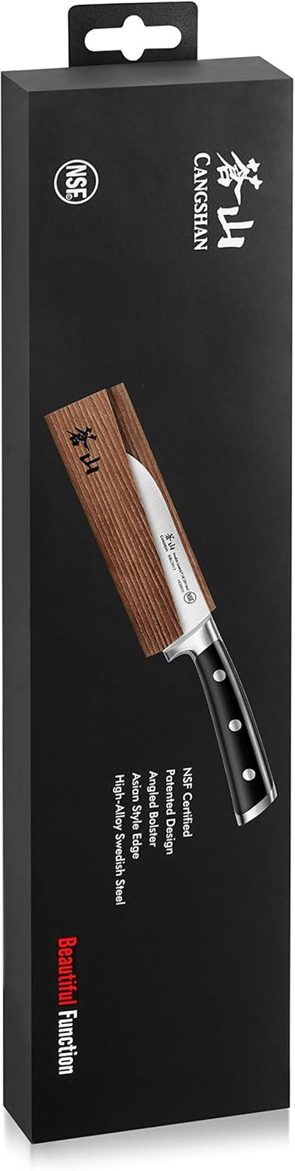 TS Series 1020823 Swedish 14C28N Steel Forged 5-Inch Santoku Knife and Wood Sheath Set7