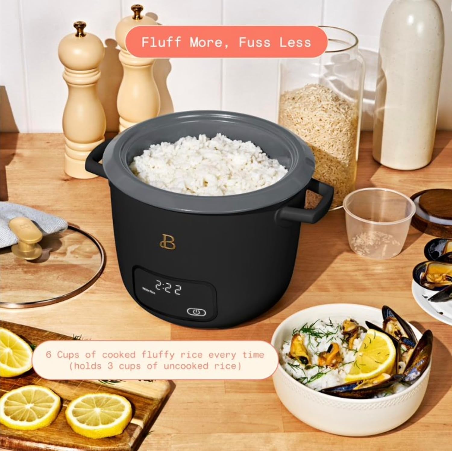 rice-and-grain-cooker-holds-up-to-6-cup-cooked-3-cup-uncooked-digital-electric-cooker-with-glass-lid-by-drew-barrymore-black