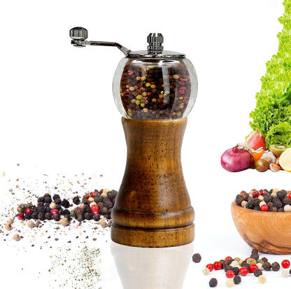 Salt and Pepper Grinder Set, Manual Pepper Mill Refillable, 2Pcs-6In6