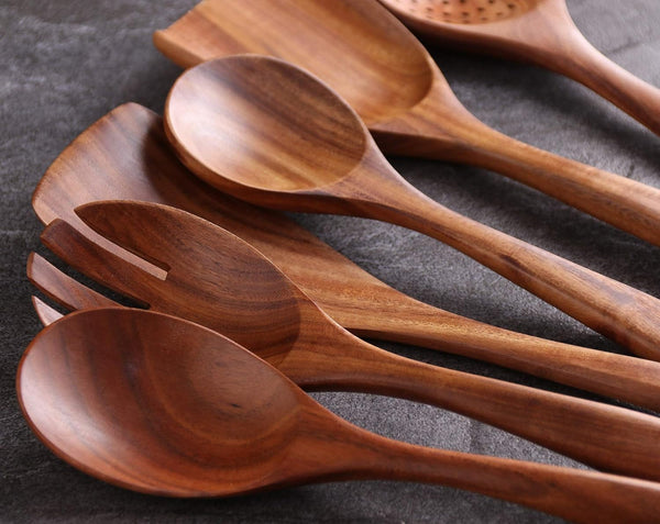 6-Piece Teak Wood Cooking Utensil Set, Wooden Spoons for Cooking3