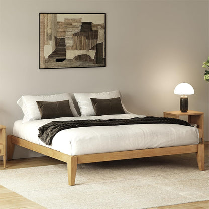 Thor Premium Solid Wood Bed Frame King, Japanese Joinery Bed Frame with Wood Slat Support, Platform Bed, No Box Spring Needed, Easy Assembly, Minimalist & Modern Style (Light Oak)1