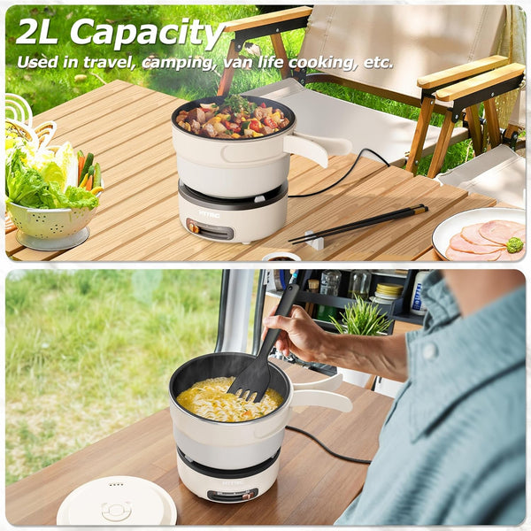 2L Electric Pot, Portable Hot Pot Electric with Foldable Handle | Non-Stick Pot, Dual Power, Ramen Cooker for Oatmeal, Steak & Pasta, Overheat & Boil-Dry Protection, Portable for Camp & Dorm5