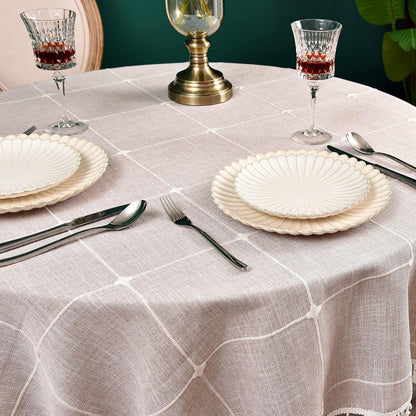 Plaid round Tablecloth 36 Inch Cotton Linen round Table Cloth Heavy Weight Coffee Table Cover for Farmhouse Kitchen Dining Restaurant Home Tabletop Decor6