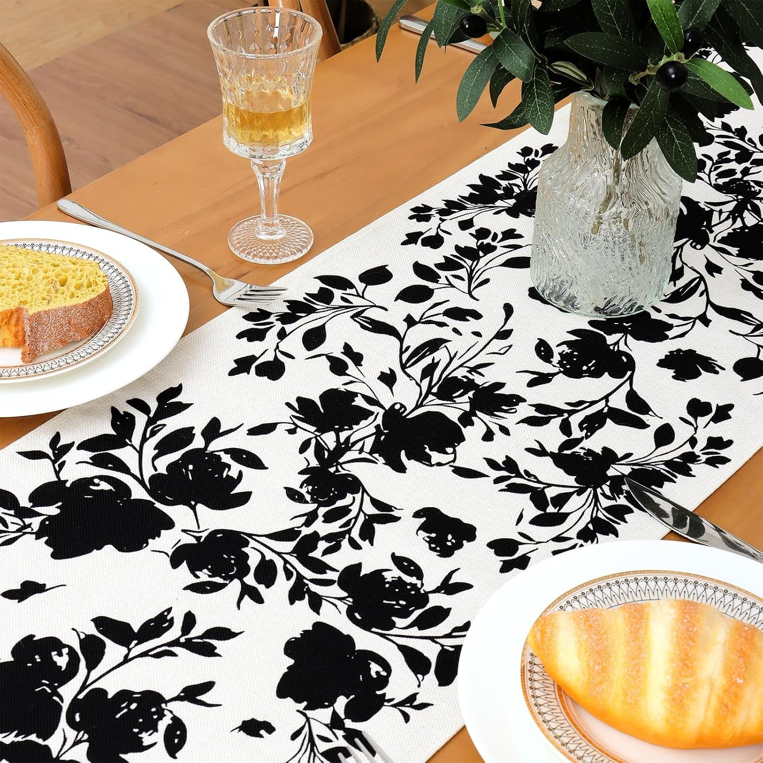 black-rose-floral-table-runner-black-and-white-table-runners-13x72-inch