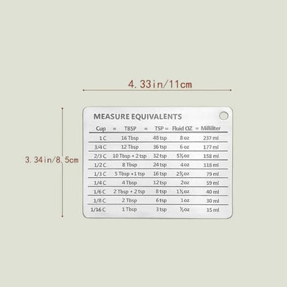 Conversion Chart Magnet for Refrigerator, Stainless Measurement Conversions for Cups, Tablespoons, Teaspoons, Fluid Oz and Milliliters-Silver5