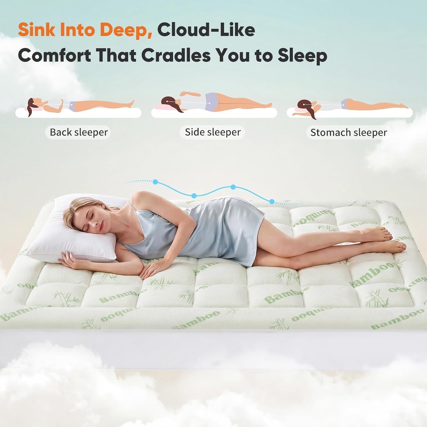 ultra-soft-full-size-mattress-topper-viscose-made-from-bamboo-pillow-top-mattress-pad-for-comfort-support-naturally-cooling-for-hot-sleepers-green-ultra-soft-mattress-pad-stretchable-pockets-fits-6-18-mattress-breathable-cooling-topper-for-back-pain-relief-green