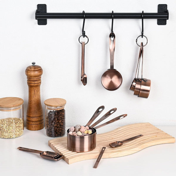 Copper Measuring Cups and Spoons Set of 18, 7 Measuring Cups, 9 Measuring Spoons, Stainless Steel Measuring Spoons and Cups for Dry & Wet Ingredients during Kitchen & Baking9