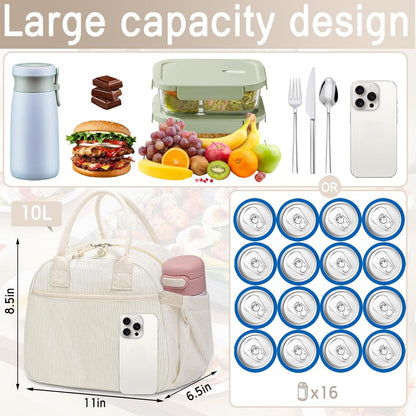 Lunch Box for Women, Insulated Lunch Bag Cute Corduroy Lunchbox2