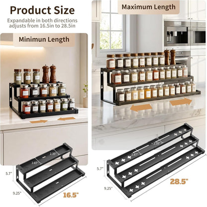 Expandable Spice Rack Organizer for Cabinet, Supports 17.6 Lbs per Tier3