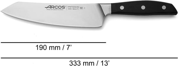 Forged Rocking Santoku Knife 7 Inch Stainless Steel. Japanese Sharp Kitchen Knife for Fish, Meat and Vegetables. Ergonomic Polyoxymethylene Handle and 190Mm Blade. Series Manhattan. Color Black2