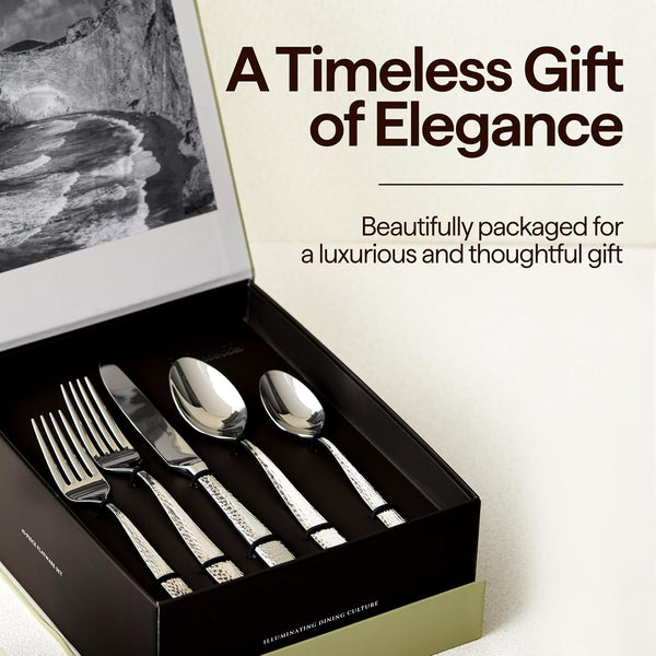 45-Piece Hammered 18/10 Forged Silverware Set and Serving Utensils3