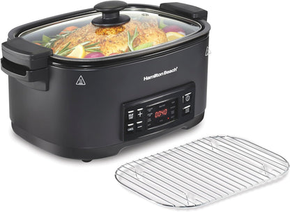 9-In-1 6 Quart Programmable Slow Cooker | Sear, Brown, Rice, Steam, Sauté, Roast, Delay Start & Keep Warm Functions | Nonstick Pfas-Free Dishwasher Safe Crock | Black1