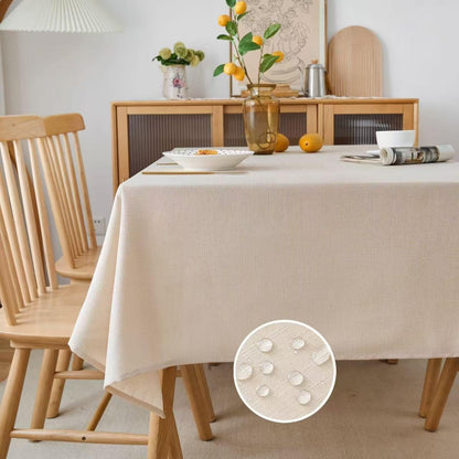 Linen Tablecloth 84 Inch - Rustic Dining Table Cloth 6Ft Water Resistant Farmhouse for Kitchen Café, Champagne, 54 X 84 Inch1