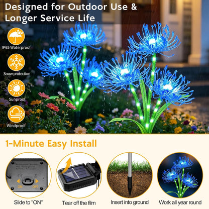 Solar Lights Outdoor, 8 Pack Blue Spider Lily Garden Flower Lights3
