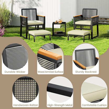 5-Piece Outdoor Conversation Set, Wicker Patio Furniture Set9