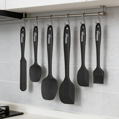 6 Pieces Silicone Spatula Set with Silicone Brush,Mixing-Black | Food-Grade Material,Heat Resistant up to 600°F,Dishwasher Safe,Bpa-Free5