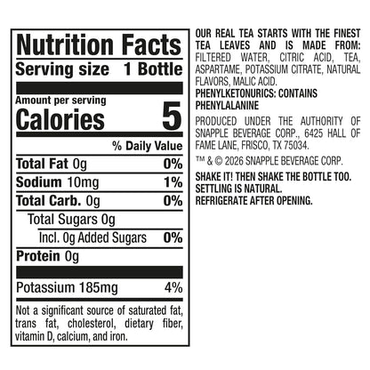 Zero Sugar Peach Tea, 16 Fl Oz Recycled Plastic Bottle (Pack of 12)2