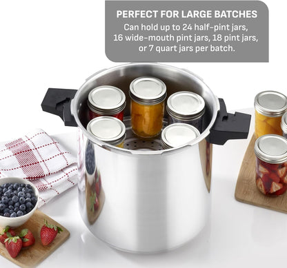 22-Quart Aluminum Pressure Canner, 3 PSI Settings, Home Canning, Includes Racks & Canning Guide, Large Capacity, Pressure & Water Bath Canning for Vegetables, Meats, Seafood & Fruits, Silver4