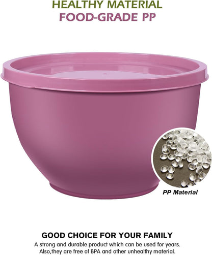 Plastic Mixing Bowls with Lids Set for Kitchen, 5 Set Nesting Bowls for Mixing, Baking, Prepping, Cooking and Serving Food, Mixing Bowls Dishwasher, Microwave Safe4