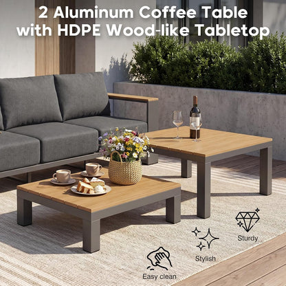 Patio Furniture Set for 7, ALL Aluminum Sofa, Thickened Cushions＆Frame4