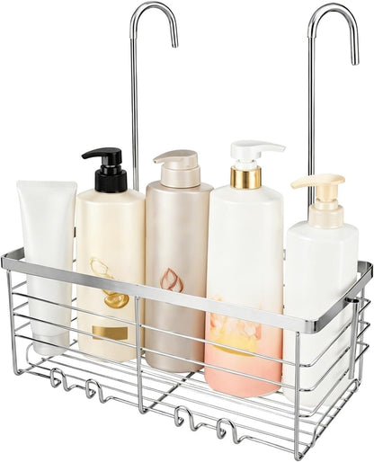 Hanging Shower Caddy, Multi-Slot Bathroom Storage Rack with Hooks, Accessory Organizer for Elderly, Seniors & Mobility Impaired Users1