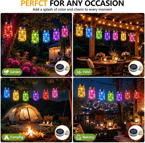 Solar Mason Jar Lid Lights Outdoor 12 Pack, Multicolor Garden Fairy Lights6