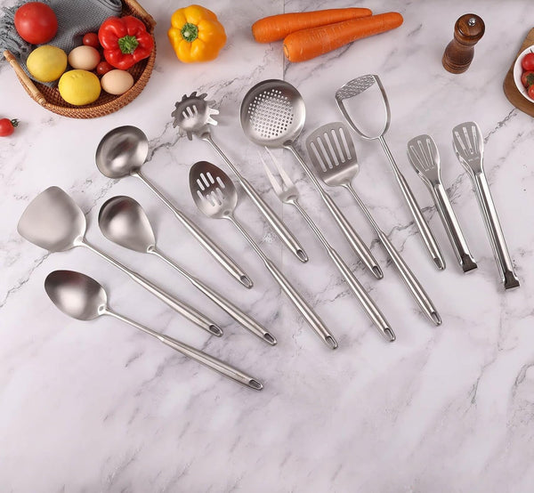 18/10 Stainless Steel Kitchen Utensils Set - 12 PCS All Metal Cooking Tools8