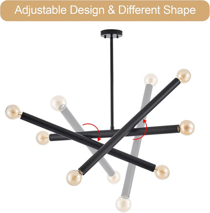 Black Sputnik Chandelier for Dining Room, Modern Pendant Light Kitchen, 6-Light Adjustable Hanging Light Fixture for Entryway Bedroom Foyer4