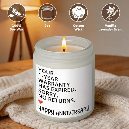1 Year Anniversary Couple Gifts for Boyfriend Girlfriend, Happy One Year Wedding Anniversary Funny Gifts for Men Women Husband Wife, Romantic First 1St Year Marriage Gift for Her Him Scented Candle3