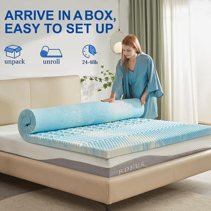 2 Inch Memory Foam Mattress Topper Twin XL, Twin Extra Long Mattress Pads for College Dorm Single Bed, Pressure Relieve Certipur-Us Certified, 39X80 Inches, Blue8