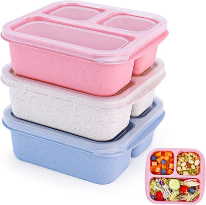 Bento Box [Portion Size], 3 Pack Snack Containers with 3 Compartments for Meal Prep & On-The-Go [School, Travel], Lunchable Container Reusable and Bpa-Free1