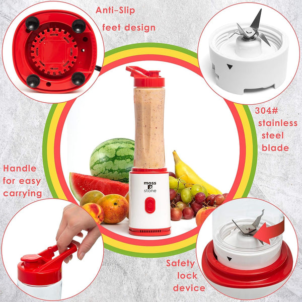 Single Serve Blender, White & Red, 20 Oz3