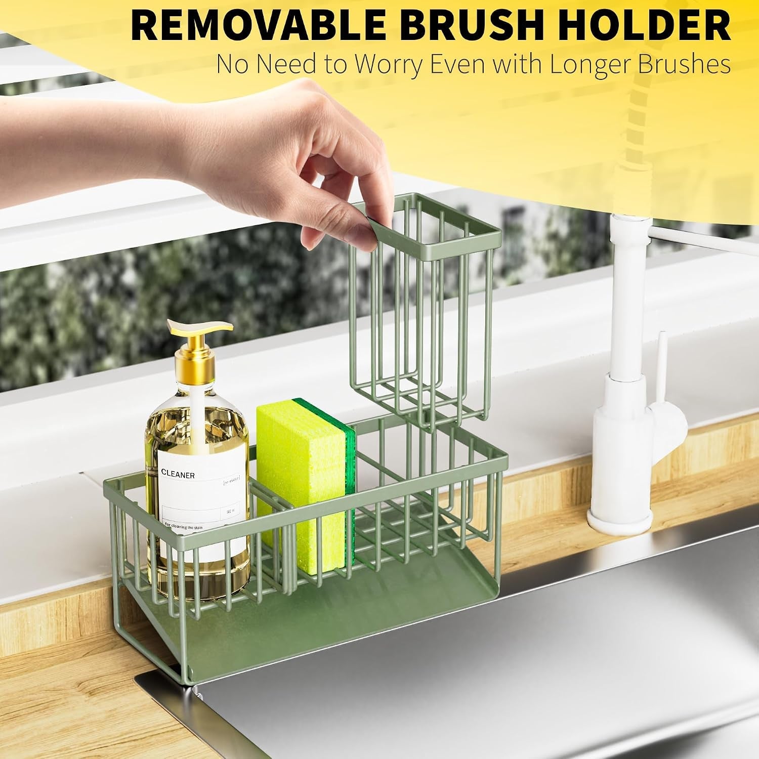 kitchen-sink-caddy-sponge-holder-for-kitchen-sink-kitchen-sink-organzier-and-storage-with-high-brush-holder-304-stainless-gadgets-sink-accessories-organizadores-de-cocina-sage-green