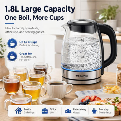 Electric Glass Kettle with Auto Shut-Off (1.8L)5