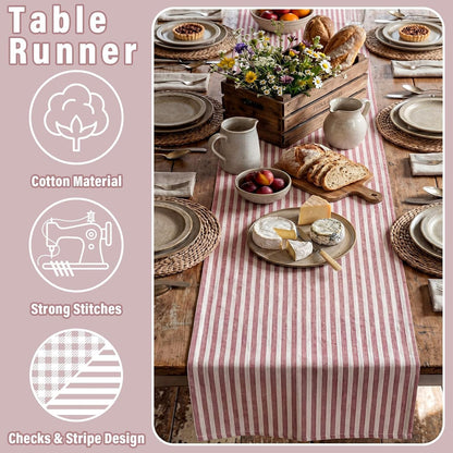 Red and White Striped Table Runner for Decor, 14 X 60 Inch3