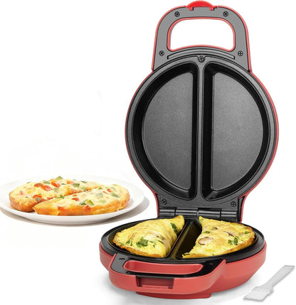 Flip Omelette Maker Electric, Omelette Pan Nonstick for 2 Individual 6.5" Omelets, Cooking Gadgets for Home, Omelet Maker with Ceramic Coating, Red1