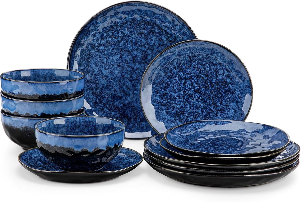 starry-12-pcs-dinnerware-set-for-4-handmade-reactive-glaze-blue