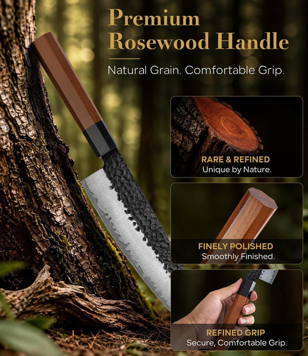 8'' Japanese Knife, Hand Forged Pro Chef Knife with Sandalwood Box5