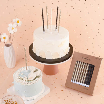 Gold, Black, White Long Thin Birthday Candles, Cake Candles, Birthday Parties, Wedding Decorations, Party Candles4