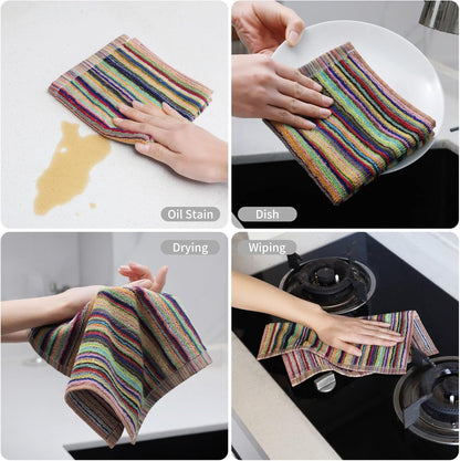 Kitchen Dishcloths for Washing Dishes, Ultra Absorbent Dish Rags, Cotton Cleaning Cloths Pack of 8, 12X12 Inches (Multi-1, 12X12 Inch) | High Absorbent, for Cleaning Drying Wiping, Quick Dry, 100% Cotton Dishcloths, Kitchen Washcloths 12X12 Inches2