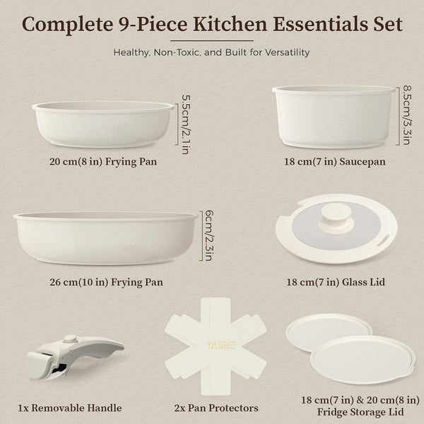 9Pcs Granite Nonstick Pots and Pans Set, Oven Safe, Stackable | Induction Compatible, Non-Toxic Cookware Set with Detachable Handle for Rvs, Camping, Pfos/Pfoa-Free2