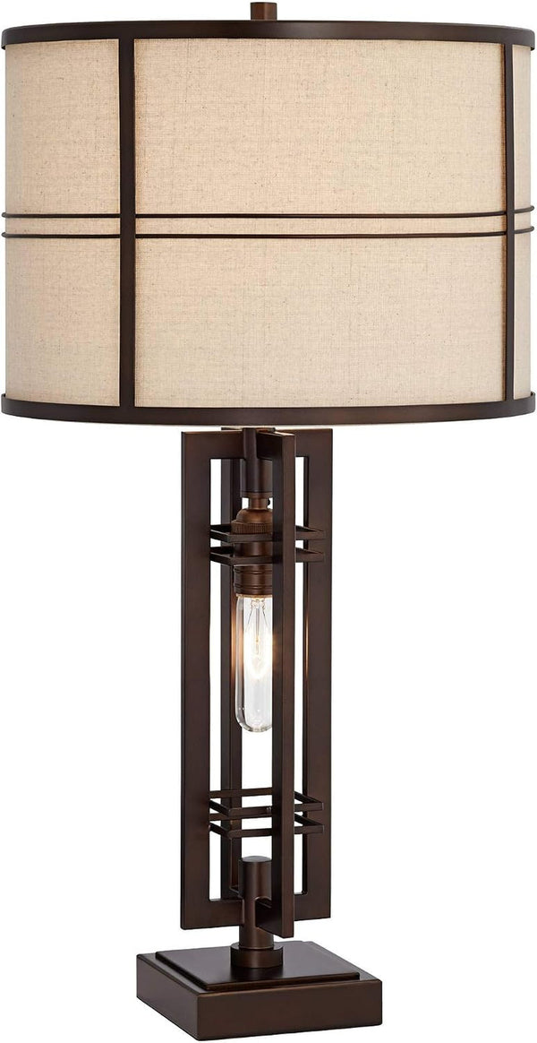 Trenton 28" Tall Table Lamp Night Light Bronze Brown Industrial2