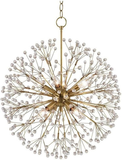 Dunkirk 8-Light Chandelier | Aged Brass Finish | Made of Steel & Crystal | Damp-Rated for Bathroom Use | Adjustable Hang Height 26-74" | 20" Dia X 24" H | 6020-AGB1