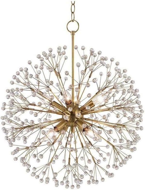Dunkirk 8-Light Chandelier | Aged Brass Finish | Made of Steel & Crystal | Damp-Rated for Bathroom Use | Adjustable Hang Height 26-74" | 20" Dia X 24" H | 6020-AGB1