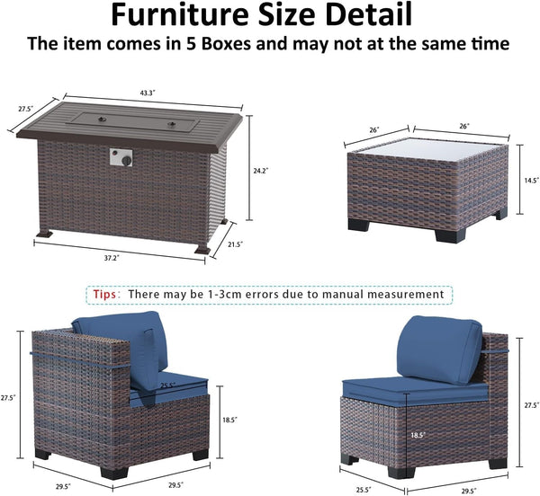 11 Pieces Patio Furniture Set with 2 Swivel Chairs Patio Furniture Outdoor Sectional Sofas with 55000 Gas Fire Pit Patio Conversation Set W/7 Cushions2