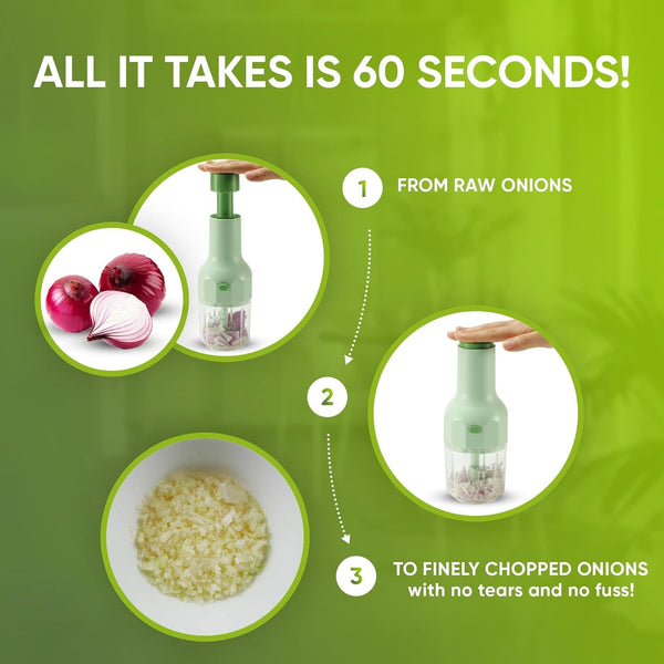 Express Small Manual Food Chopper, 2-Cup: Hand Chopper with Container, Push-Down Pump Onion Chopper, Garlic Chopper, Green Veggie Cutter for Salsa, Salad, Coleslaw, Baby Food, Indian Cooking7