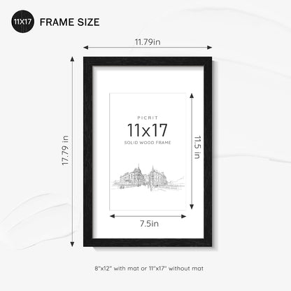 11X17 Solid Wood Frame Set of 2, Black Wood Grain Gallery Wall5