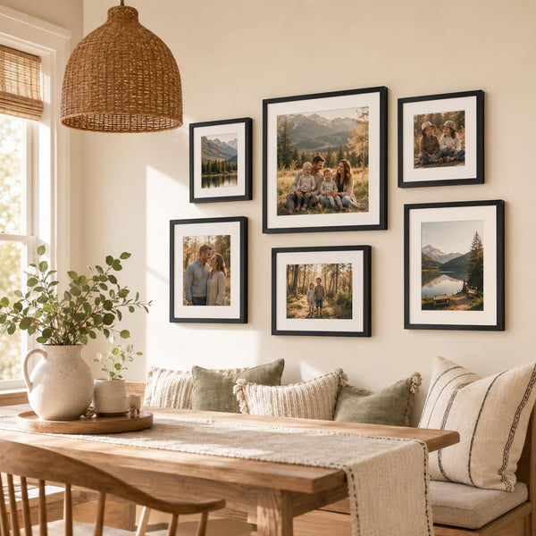 Wood 16X20 Picture Frame with 11X14 Mat Black, Display 11X14 with Mat or 16X20 without Mat, Wood 16 by 20 Photo Frame, 16 X 20 Frame for Wall Hanging Display, Black, 2 Pack2